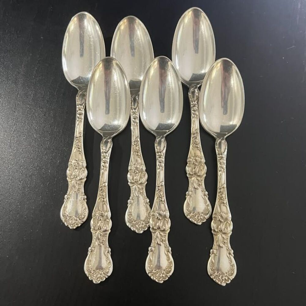 Set of 6 Antique 1835 R. Wallace "Floral" Teaspoons (1903 Orchid Motif)
